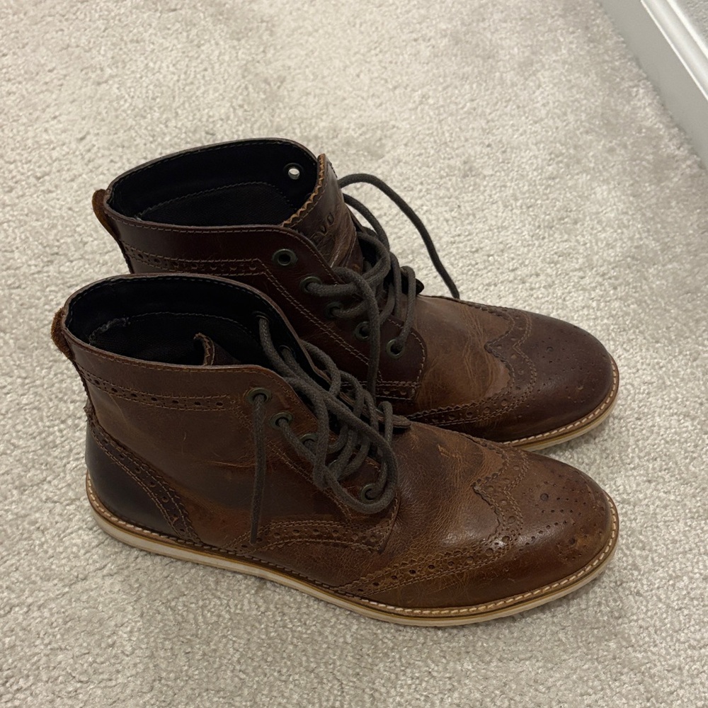 Crevo Men's Dark Brown Leather Boots